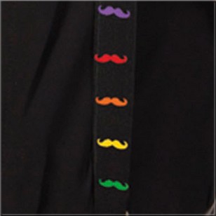 Bretelles noires avec moustaches multicolores fluo