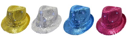 Chapeau Justin lumineux à paillettes et leds