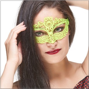 Masque fluo UV loup en tissu et dentelle