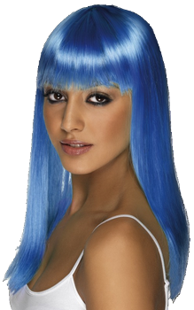 Perruque Glamour fluo UV Bleue